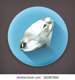 Diamond, long shadow vector icon