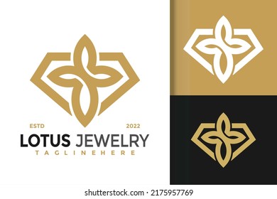 Diamond Lotus Jewelry Logo Design, Brand Identity logos vector, modern logo, Logo Designs Vector Illustration Template