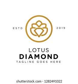 Diamond Lotus Logo concept. Creative Minimal design template. Symbol for Corporate Business Identity. Creative Vector element