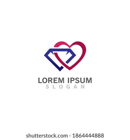 Diamond with Love design logo inspiration vector business vector