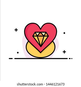 Diamond, Love, Heart, Wedding Business Logo Template. Flat Color