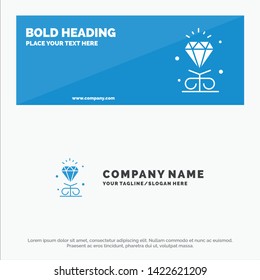 Diamond, Love, Heart, Wedding SOlid Icon Website Banner and Business Logo Template