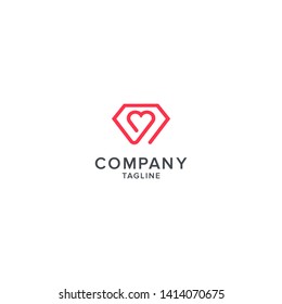 Diamond love logo, Creative Minimal emblem design template. Universal elegant icon. Premium business .Graphic for Business Identity. Vector element, smart line love - Vector