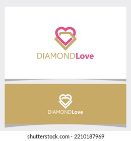 diamond love logo icon vector isolated
