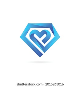 diamond love vector logo design