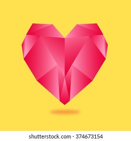  Diamond low poly red heart. 