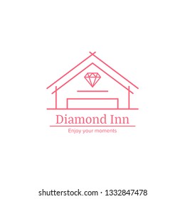 Diamond luxury inn house home outline modern logo style vector isolated design