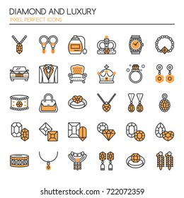 Diamond and Luxury , Thin Line and Pixel Perfect Icons