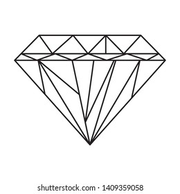 Diamond luxury wealth jewelry shiny gemstone expensive rich outline black and white isolated isolated vector illustration graphic design