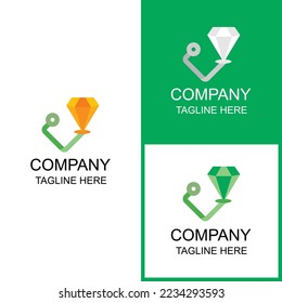 El diseño del logotipo combinado de diamantes y mapas puede utilizarse para marcas y empresas