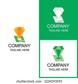 Das Logo für die Kombination aus Diamant und Karte kann für Marken und Unternehmen verwendet werden