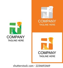 The diamond and map combination logo design can be used for brands and businesses
