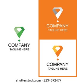 The diamond and map combination logo design can be used for brands and businesses