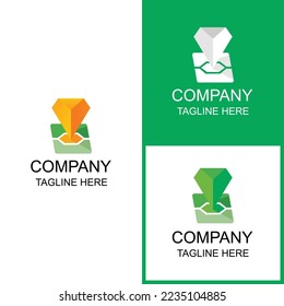 El diseño del logotipo combinado de diamantes y mapas puede utilizarse para marcas y empresas
