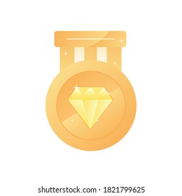 Diamond medal icon with gradient style. Awards icon for the champions