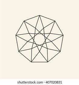 Diamond. Minimal abstract symbol. Sacred geometry. Light yellow background. Stock vector.