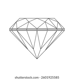 A diamond in a minimalistic linear style. Isolated on a white background. Vector illustration