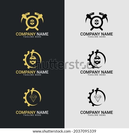 Diamond Mining Logo, Simple Modern Flat Logo. black and white vector illustration