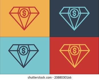 Diamond Money Broker Logo Template, Simple Flat Icon of broker,money,business