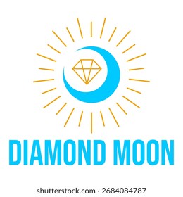 diamond moon flat minimalist logo design