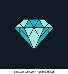 Diamant Mosaik Logo-Vorlage auf blauem Hintergrund. Minimaler Stil. Schönheit, Mode, Luxuskonzept