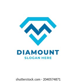 Diseño de plantillas de logotipos combinados de diamantes y montaña. Ilustración del vector