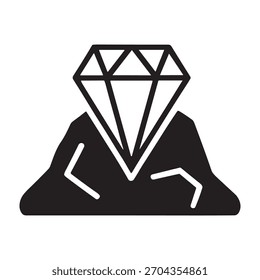 Ilustración vectorial aislada del símbolo de la muestra del logotipo de la montaña del diamante - iconos negros del vector del estilo de la alta calidad