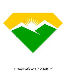 diamond and mountain logo vector.