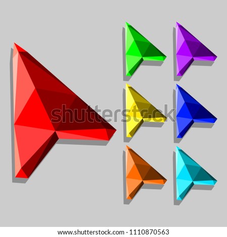 Diamond mouse arrows colored set. Vector illustration.