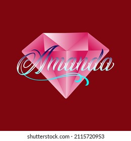 Diamond with name amanda for web or company