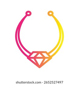 Colar de diamante Ícone de vetor de ilustração de gradiente de cor que pode facilmente modificar ou editar 