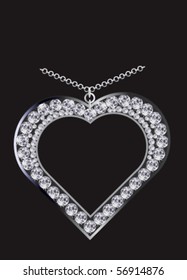 Diamond necklace heart,vector
