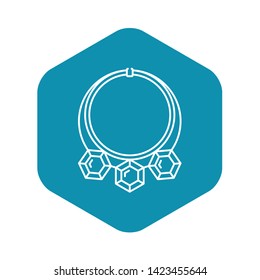 Diamond necklace icon. Outline diamond necklace vector icon for web design isolated on white background
