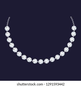 Diamond Necklace Icon. Realistic Illustration Of Diamond Necklace Vector Icon For Web Design