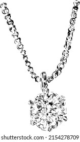 Diamond necklace jewelry line art