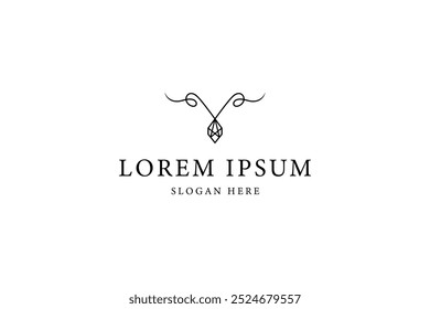 logotipo de colar de diamante com em estilo de design plano