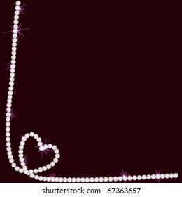 Diamond necklace lying in form  of heart on a dark background