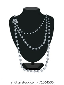 Diamond necklace on a black mannequin