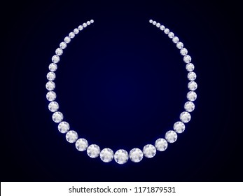 Diamond Necklace On Dark Background. Realistic Style. Vector Illustration.