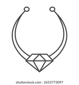 Diamante colar ícone de linha fina, vetor, pixel perfeito, arquivo ilustrador 