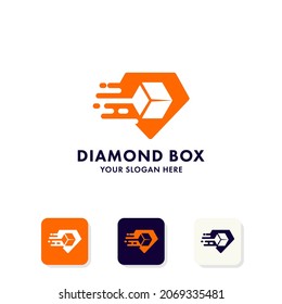 diseño de logotipo de caja negativa de diamantes