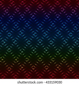 Diamond neon colorful grid, vector rainbow background