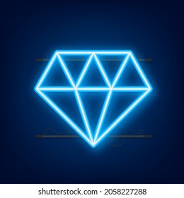 Diamant-Neonsymbol. Diamantzeichen. Vektorgrafik.