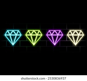Diamond neon icon. Simple thin line, outline vector of casino icons for ui and ux, website or mobile application..3.