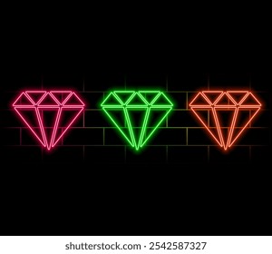 Diamond neon icon. Simple thin line, outline vector of casino icons for ui and ux, website or mobile application.