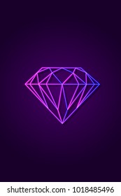 Diamond neon sign. Vector illustration