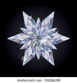 Diamond new year snowflake, vector illustration