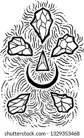 Diamond night black and white - vector design