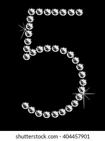 Diamond number isolated on black background. Vector art.