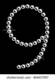 Diamond number isolated on black background. Vector art.